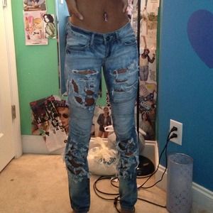 Personally distressed and bleached jeans