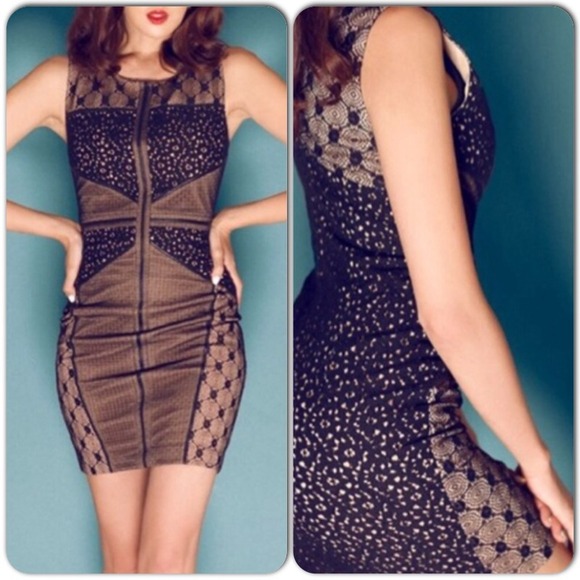 Dresses & Skirts - Lace Crochet Faux Leather Dress