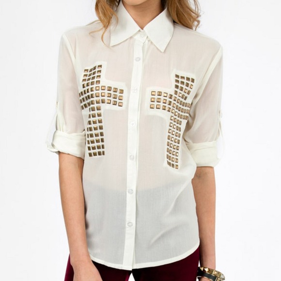 White Double Cross Blouse