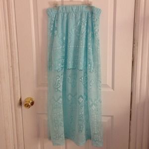 Blue lace maxi skirt