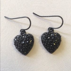 Black gemstone heart shaped earrings