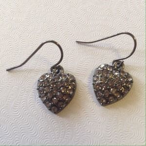 Silver gemstone heart shaped dangle earrings