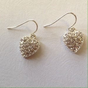 White gemstone heart shaped dangle earrings