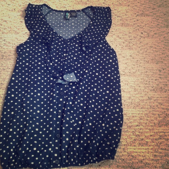 Blue polka dotted blouse