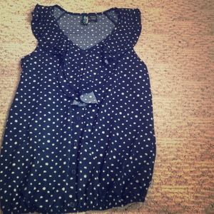 Blue polka dotted blouse