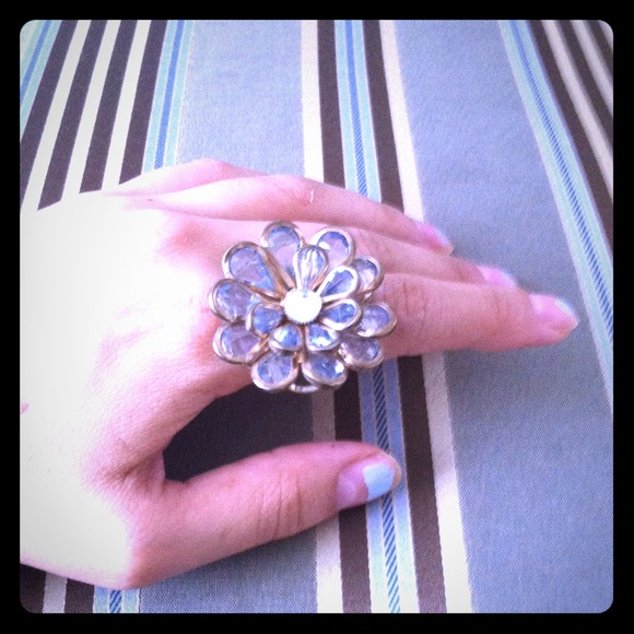 Gold and blue flower ring