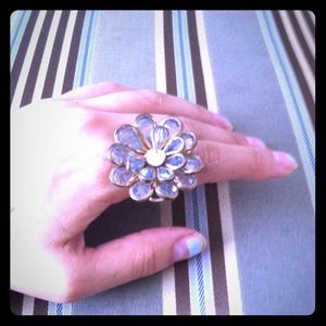 Gold and blue flower ring