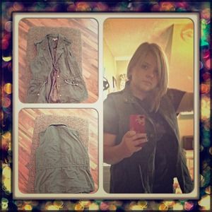 Charlotte Russe Studded Hunter Green Collared Vest