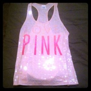 Victoria secret pink sequins tank top