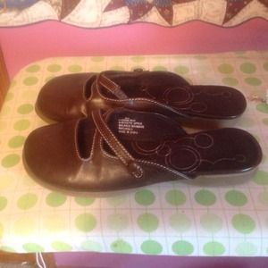 Brown slip ons