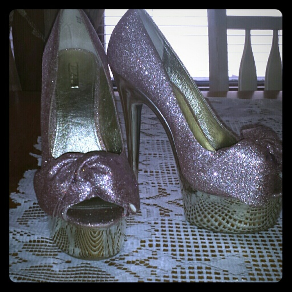 Pink glitter stiletto heels