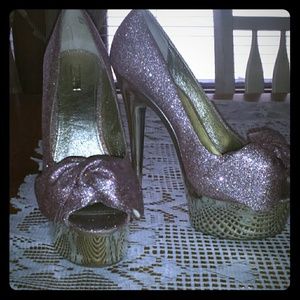 Pink glitter stiletto heels
