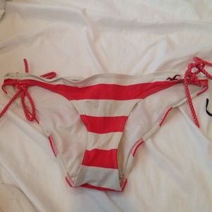 Red and white striped hollister bikini bottom