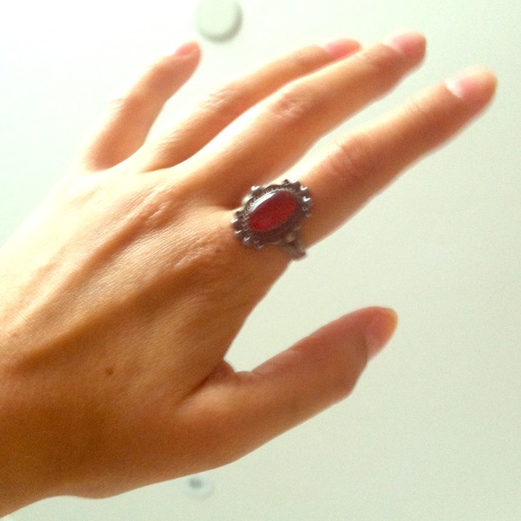 Jewelry Victorian Ring With Deep Red Gem Poshmark