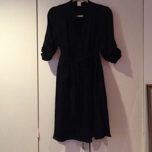 Aqua (Bloomingdales) black polyester shirt dress