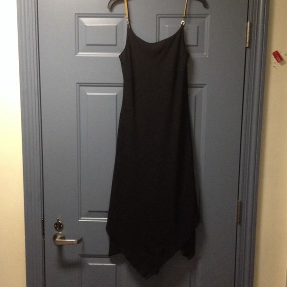 My Michelle Black Dress, golden straps, 9/10 long