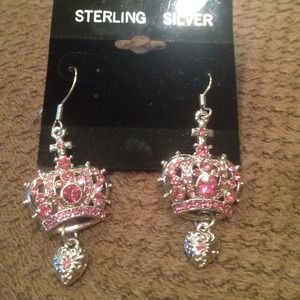 Pink Crown Earrings