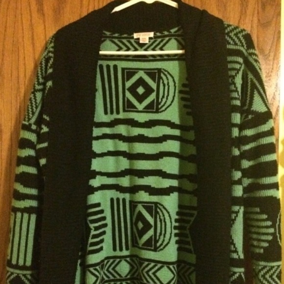 Tribal print mint sweater