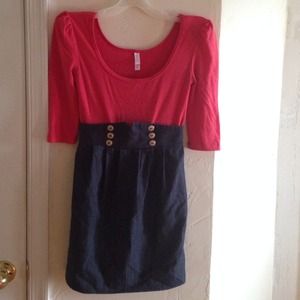 Pink and denim dress