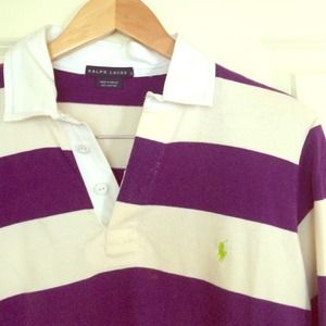 🐎 Ralph Lauren Purple & White Rugby Shirt