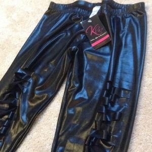 Black spandex leggings with cut outs