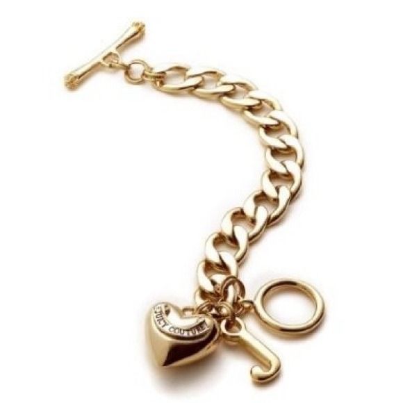 Gold Juicy Couture Heart Toggle Chain Bracelet