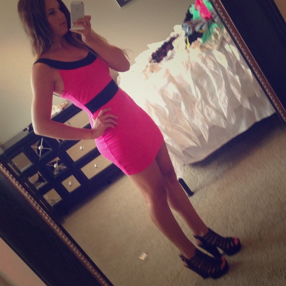 Hot pink and black dress