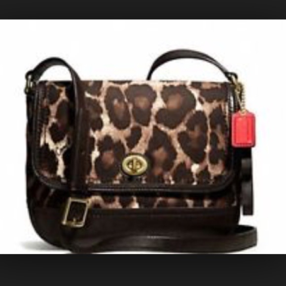 Authentic Coach leopard print cross body purse