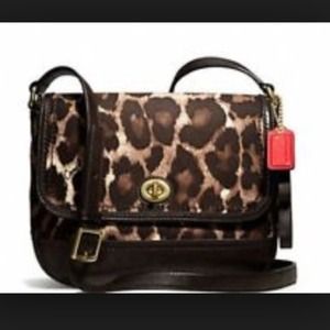 Authentic Coach leopard print cross body purse
