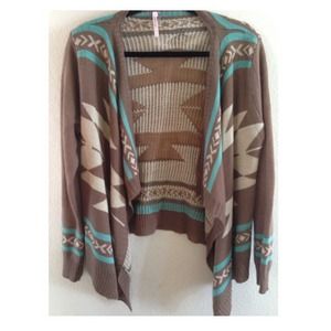❌Traded❌ Brown, teal and cream cardigan