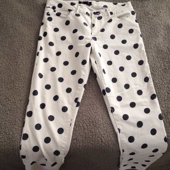 Black and white polka dot jeans