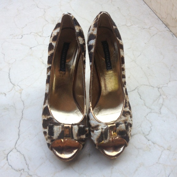 Claudia Ciuti Leopard Peep Toe Pumps Heels 8.5 - Picture 2 of 4