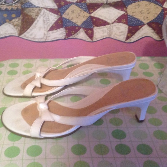 Cute white slip on heels