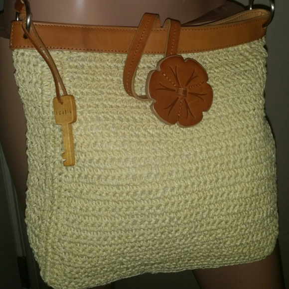 Fossil straw crossbody handbag