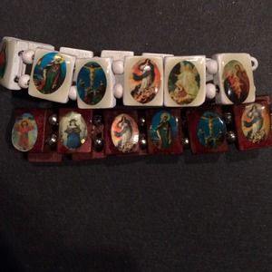 White and brown Jesus bracelets