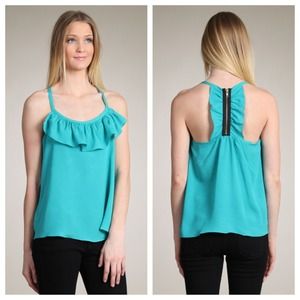 NWT Chiffon Ruffle Front Tank