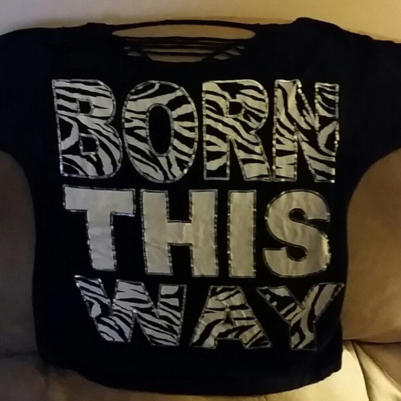Black shirt with zebra lettering