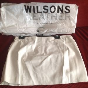 White Leather Mini Skirt.