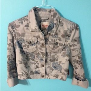Gray Floral Denim Jacket