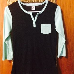 Mint and gray baseball Tee