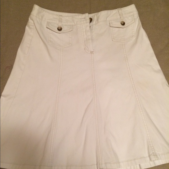 Ann Taylor White denim skirt.