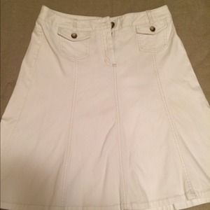 Ann Taylor White denim skirt.