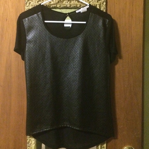 Black Leather Tee Shirt - Picture 1 of 2