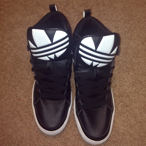 High top black Adidas shoes!!