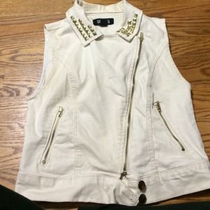 Gold Studded White Vest