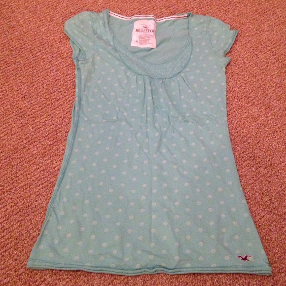 Mint polka dot hollister shirt - Picture 1 of 4