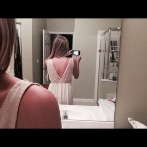 BNWT Nude/beige boho maxi dress with lace M