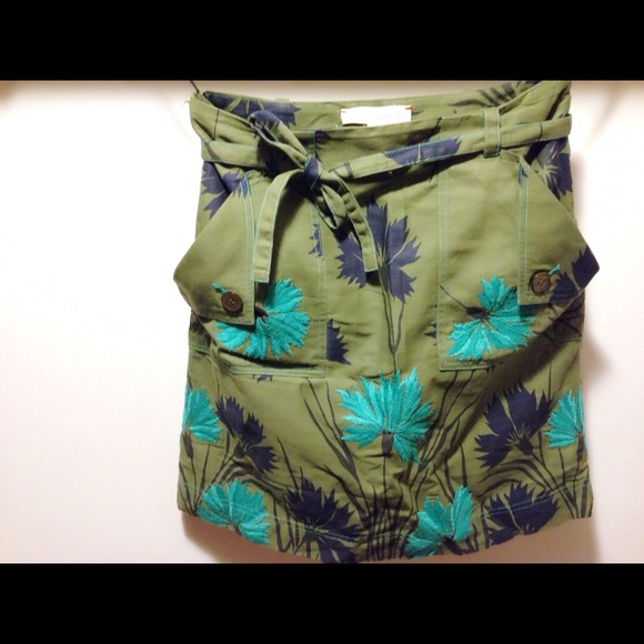 Embroidered Succory Twill A-Line Skirt - Picture 2 of 2