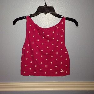 Hollister pink polka dot cropped top