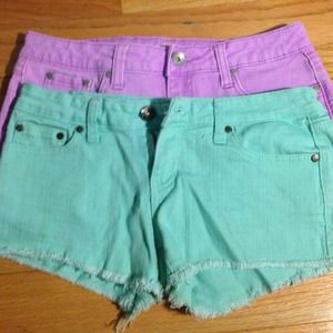 Colored denim shorts